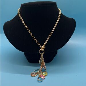 #NLA4   Thalia Sodi Elegant Gold Necklace with Multicolor Gemstones